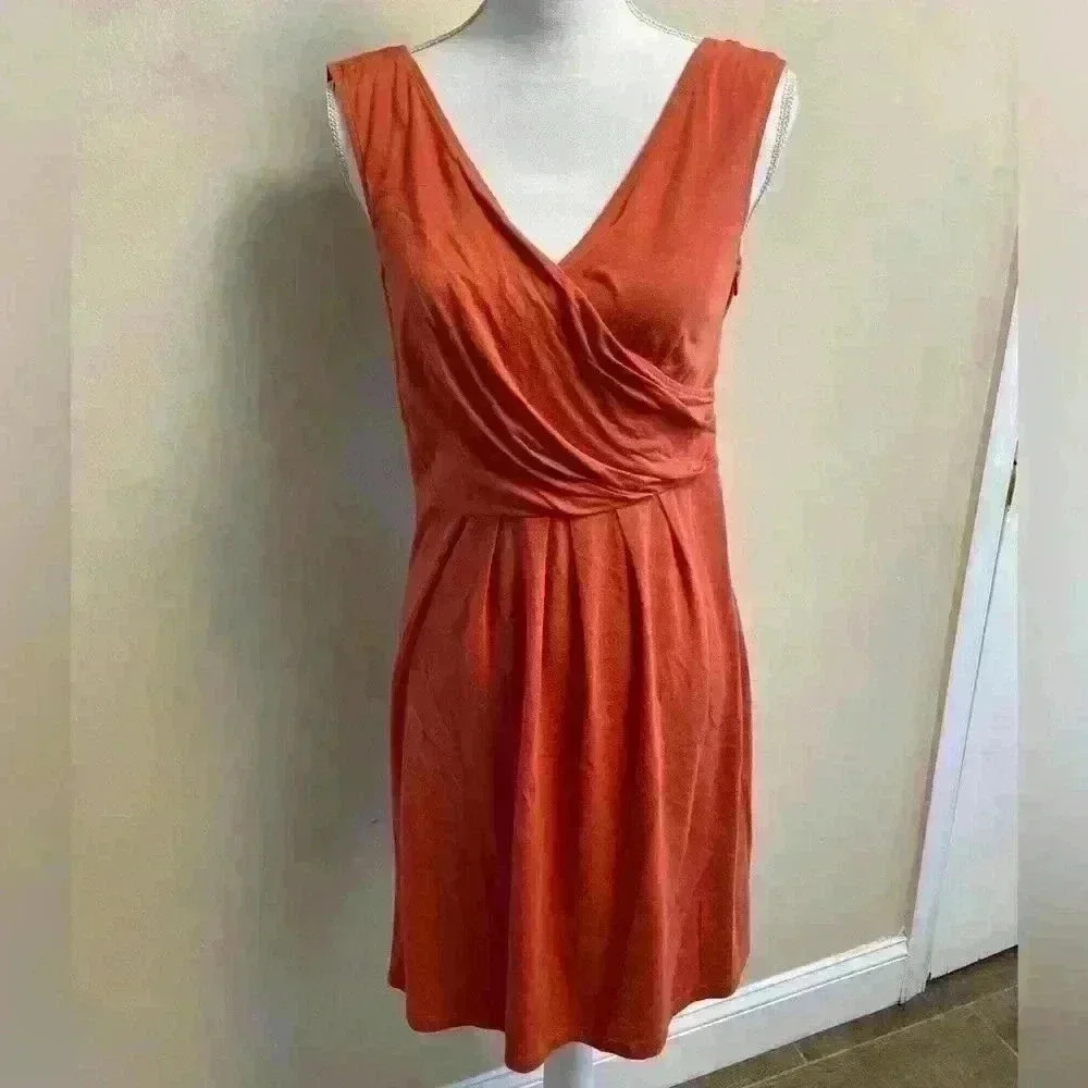 Sundance Dress Knee Length Modal Cotton Blend Crossover Top Side Zipper Size 4